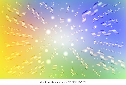 Light Multicolor vector layout with festival confetti. Modern geometrical abstract illustration with carnival ribbons. The pattern can be used for new year ad, booklets.