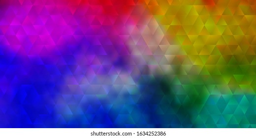 Light Multicolor vector layout with lines, triangles. Glitter abstract illustration with triangular shapes. Template for landing pages.