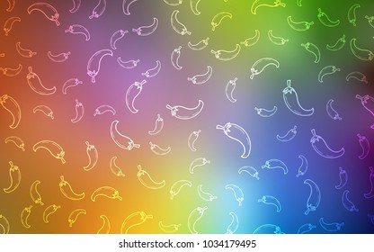 Light Multicolor vector layout with peppers. Beautiful colored illustration with peppers in doodle style. Template for meal cooking in kitchen.