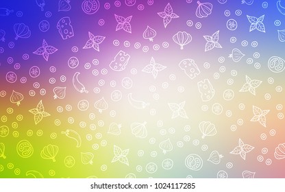 Light Multicolor vector layout with restaurant food. Glitter abstract sketch with gourmet food. Doodle design for your business advert of cafes.