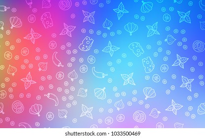 Light Multicolor vector layout with restaurant food. Blurred decorative design of snacks in doodle style. Template for meal cooking in kitchen.