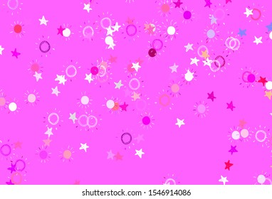 Light Multicolor vector layout with stars, suns. Shining colored illustration with stars, suns. Pattern for astronomy websites.