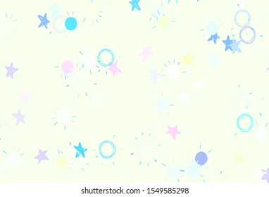 Light Multicolor vector layout with stars, suns. Modern geometrical abstract illustration with stars, suns. Pattern for astrology websites.