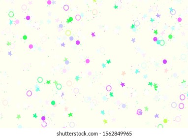 Light Multicolor vector layout with stars, suns. Shining colored illustration with stars, suns. Template for cosmic backgrounds.