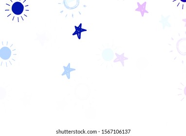 Light Multicolor vector layout with stars, suns. Shining colored illustration with stars, suns. Best design for your ad, poster, banner.
