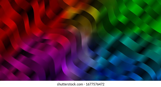 Light Multicolor vector layout with wry lines. Abstract illustration with gradient bows. Pattern for commercials, ads.