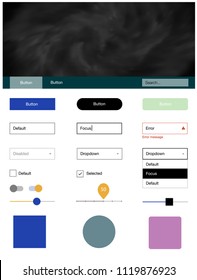 Light Multicolor vector Material Design Kit with stars. Web ui kit with abstract gradient clouds in its header. This template you can use for landing pages.