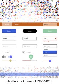 Light Multicolor vector Material Design Kit with dots. Modern Style guide with colorful gradient circles in its header. This sample is for your landing page.