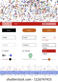 Light Multicolor vector Material Design Kit with dots. Web ui kit with abstract gradient circles in its header. Modern template for your landing page.