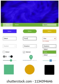 Light Multicolor vector Material Design Kit with stars. Beautiful ui ux kit with colorful sky in its header. Simple colorful design for websites.