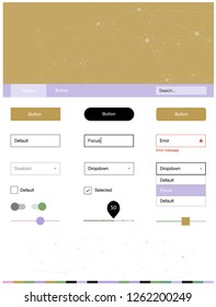 Light Multicolor vector Material Design Kit with lines, circles. Style guide in polygonal style with triangles, circles. Modern template for your landing page.