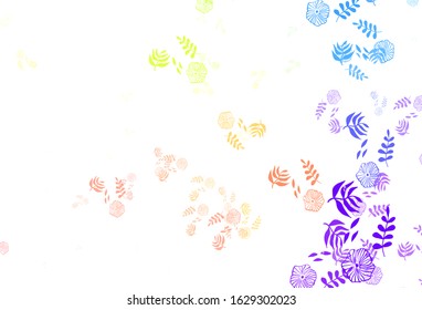 Light Multicolor vector natural backdrop with leaves, flowers. Illustration with doodles on abstract template. Brand new style for your business design.