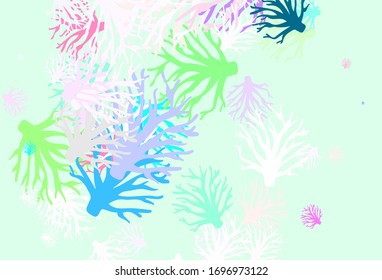 Light Multicolor vector natural backdrop with branches. Doodle illustration of leaves and branches in Origami style. Brand new design for your business.