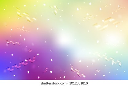 Light Multicolor vector pattern with christmas ribbons. Glitter abstract illustration with colorful confetti, ribbons. The pattern can be used for birthday gifts, congratulations.