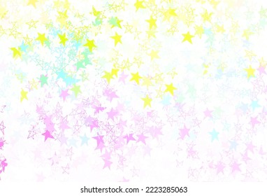 Light Multicolor vector pattern with christmas stars. Glitter abstract illustration with colored stars. Template for cosmic backgrounds.