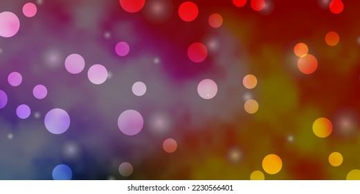 Light Multicolor vector pattern with circles, stars. Abstract illustration with colorful spots, stars. Design for posters, banners.