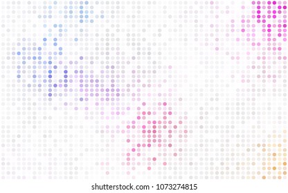 Light Multicolor vector pattern with colored spheres. Geometric sample of repeating circles on white background in halftone style.