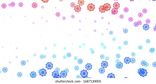 Light Multicolor vector pattern with colored snowflakes. Simple abstract illustration with ice, snow, snowflakes. New year ad, booklets pattern.