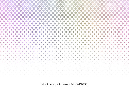 Light Multicolor vector pattern with colored spheres. Geometric sample of repeating circles on white background in halftone style.