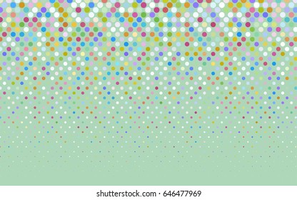Light Multicolor vector pattern with colored spheres. Geometric sample of repeating circles on white background in halftone style.
