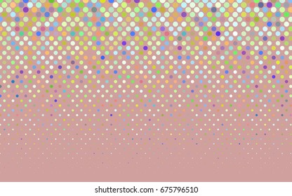 Light Multicolor vector pattern with colored spheres. Geometric sample of repeating circles on white background in halftone style.