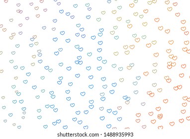 Light Multicolor vector pattern with colorful hearts. Blurred decorative design in doodle style with hearts. Pattern for carnival, festival romantic leaflets.