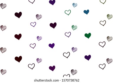 Light Multicolor vector pattern with colorful hearts. Illustration with hearts in love concept for valentine's day. Template for Valentine's greeting postcards.