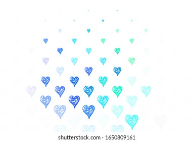 Light Multicolor vector pattern with colorful hearts. Decorative design with hearts in simple style . Design for celebrating of Valentine Day.