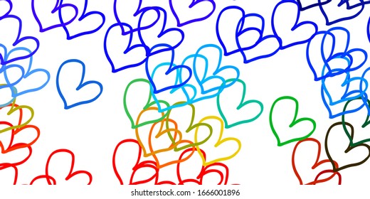 Light Multicolor vector pattern with colorful hearts. Illustration with hearts in love concept for valentine's day. Pattern for marriage gifts, congratulations.