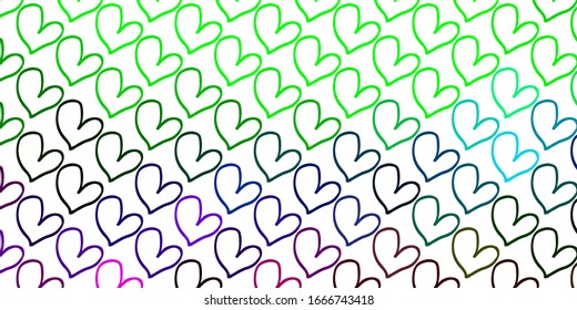 Light Multicolor vector pattern with colorful hearts. Decorative shining illustration with hearts on abstract template. Pattern for carnival, festival romantic leaflets.