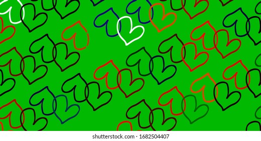 Light Multicolor vector pattern with colorful hearts. Illustration with hearts in love concept for valentine's day. Pattern for valentine's ad, booklets.