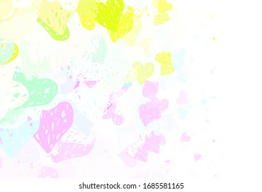 Light Multicolor vector pattern with colorful hearts. Shining illustration with hearts on abstract template. Pattern for marriage gifts, congratulations.