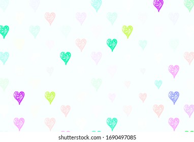 Light Multicolor vector pattern with colorful hearts. Smart illustration with gradient hearts in valentine style. Pattern for carnival, festival romantic leaflets.