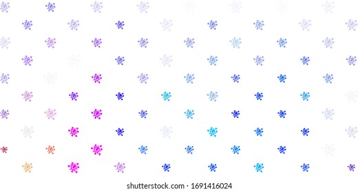 Light Multicolor vector pattern with coronavirus elements. Smart illustration with covid signs in decorative style. Design for biohazard warning.