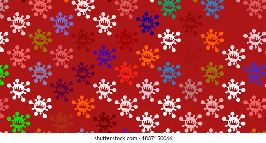 Light multicolor vector pattern with coronavirus elements. Colorful  gradient illness symbols in simple abstract style. Design for biohazard warning.