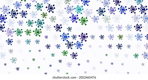 Light Multicolor vector pattern with coronavirus elements. Smart illustration with covid signs in decorative style. Wallpaper for health protection.