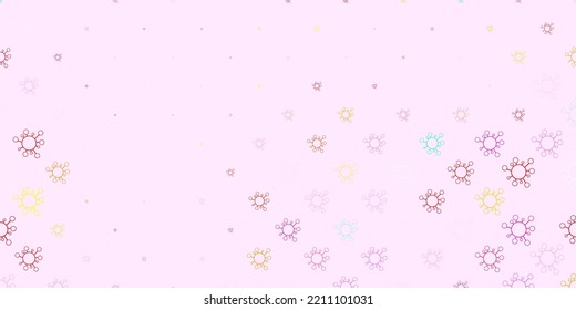 Light multicolor vector pattern with coronavirus elements. Smart illustration with covid signs in decorative style. Design for biohazard warning.