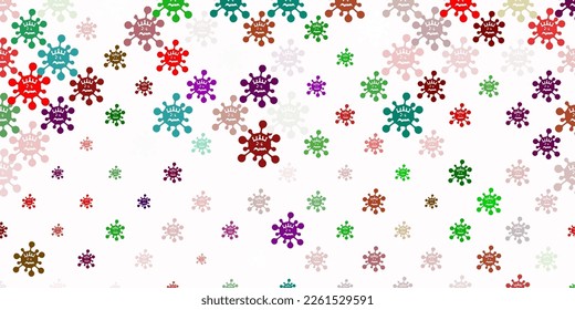 Patrón vectorial multicolor claro con elementos coronavirus. Ilustración abstracta colorida con formas médicas degradadas. Mejor diseño para eventos de cuarentena.