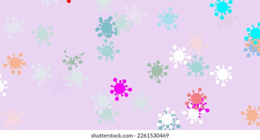 Patrón vectorial multicolor claro con elementos coronavirus. Ilustración inteligente con signos cómodos en estilo decorativo. Fondo de escritorio para la protección de la salud.