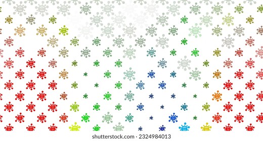 Patrón vectorial multicolor claro con elementos coronavirus. Ilustración inteligente con signos cómodos en estilo decorativo. Mejor diseño para eventos de cuarentena.