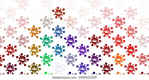 Light multicolor vector pattern with coronavirus elements. Colorful  gradient illness symbols in simple abstract style. Design for biohazard warning.