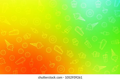 Light Multicolor vector pattern with delicious cookies. Decorative shining illustration with sweets on abstract template. Pattern for ad, booklets, leaflets of restaurants.