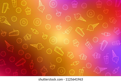 Light Multicolor vector pattern with delicious cookies. Beautiful colored illustration with candies in doodle style. Doodle design for your business advert of cafes.