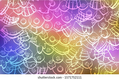 Light Multicolor vector pattern with delicious cookies. Glitter abstract sketch with sweets, candies, desserts. Template of children's food in cafe.