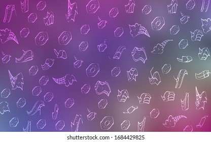Light Multicolor vector pattern with delicious cookies. Blurred decorative design of desserts in doodle style. Pattern for menu of cafes and restaurants.