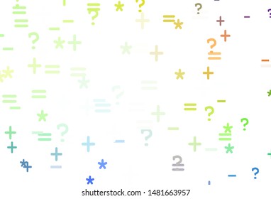 Light Multicolor vector pattern with Digit symbols. Modern geometrical illustration with numerals. Pattern for posters, banners of math books.