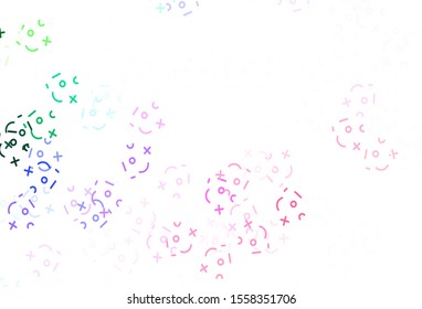 Light Multicolor vector pattern with Digit symbols. Abstract illustration with colored algebra signs. Smart design for university advert.