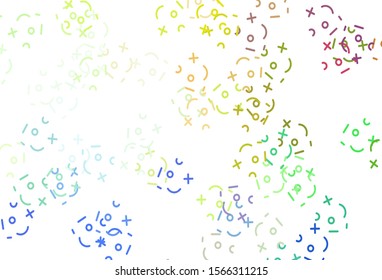 Light Multicolor vector pattern with Digit symbols. Illustration with Numeral symbols on abstract template. Pattern for school, grammar websites.
