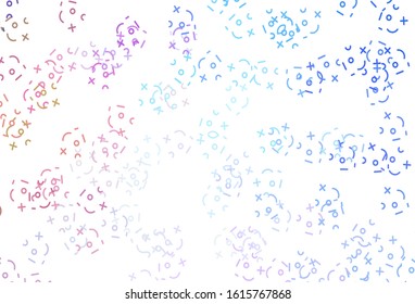 Light Multicolor vector pattern with Digit symbols. Abstract illustration with colored algebra signs. Template for landing page of typography.