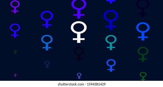 Light Multicolor vector pattern with feminism elements. Illustration with signs of women's strength and power. Background for ui designers.